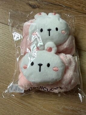 medicube Pink Bunny Plush Headband for Women - Soft Spa Accessory